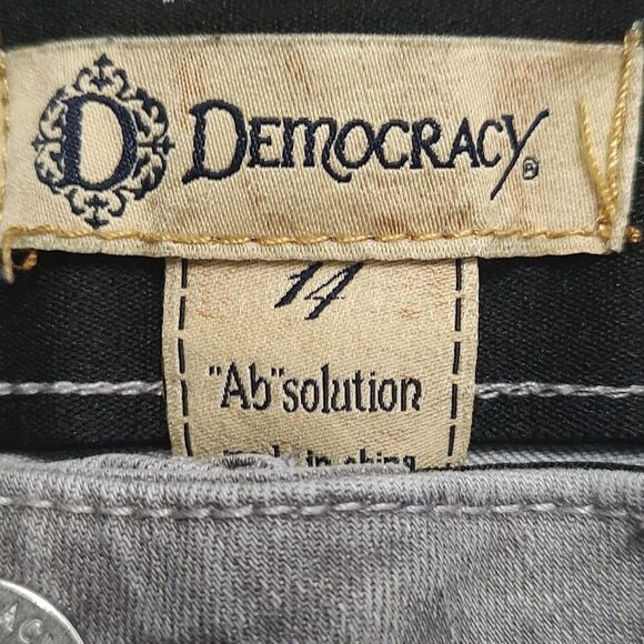 Democracy gray distressed wide elastic band AB solution skinny jeans  Sz 14 NWOT - Picture 7 of 7